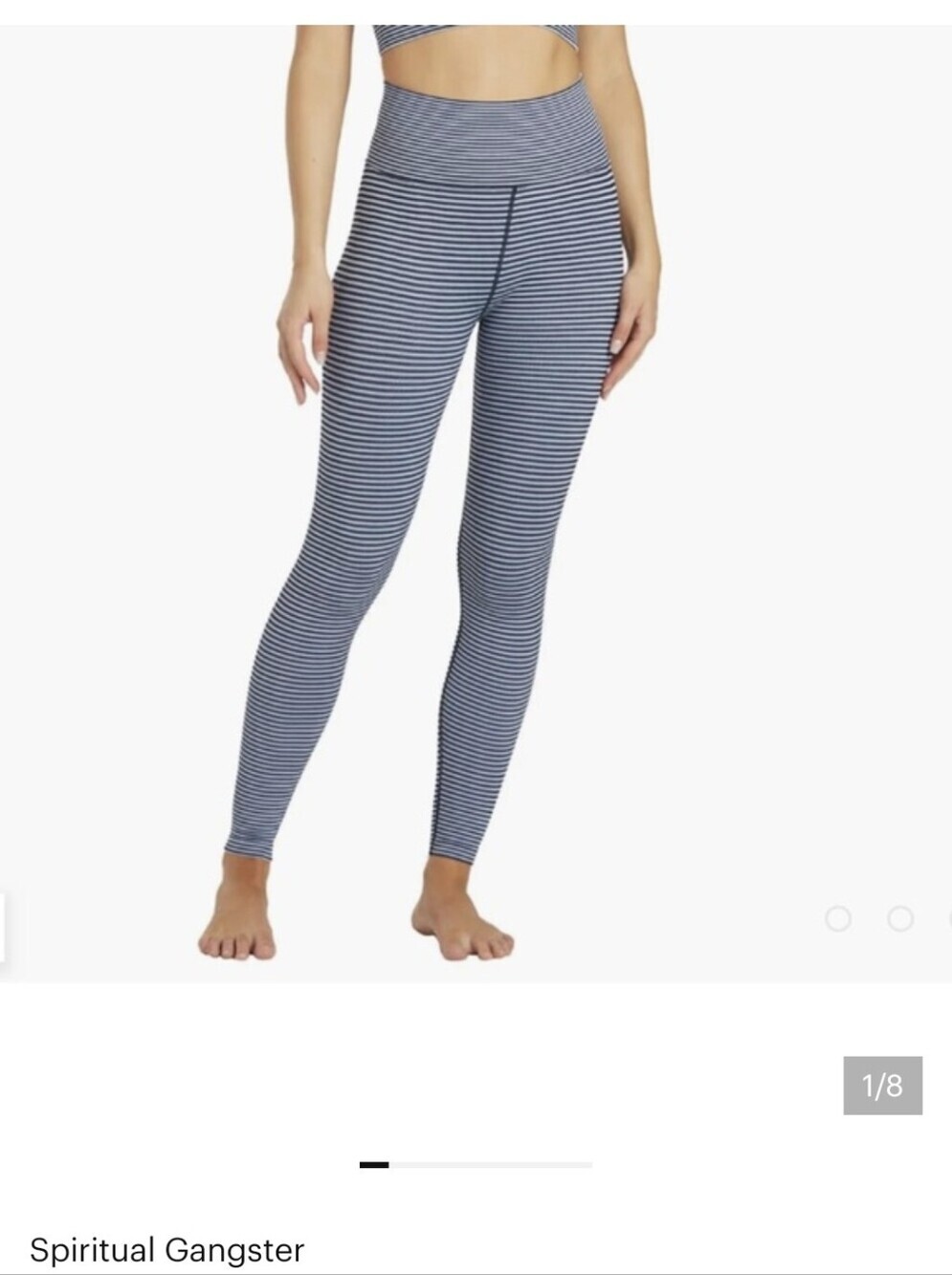 Spiritual Gangster Navy & White Striped High-Waist Leggings